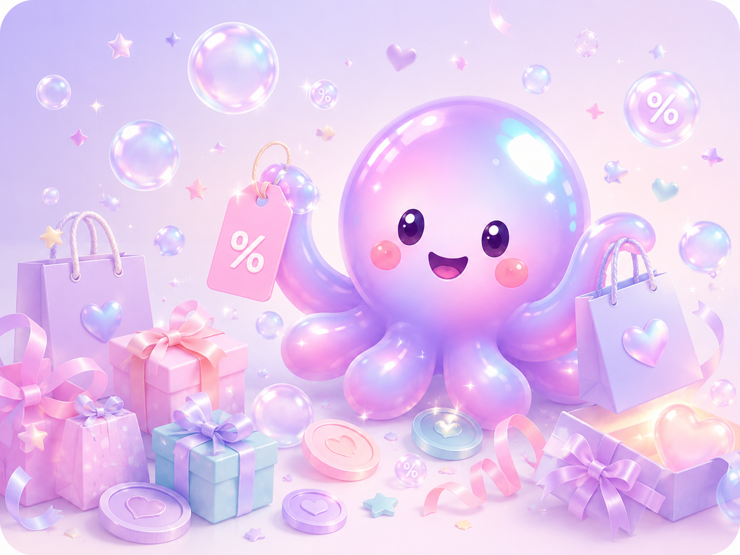 Sale wonderland with our bubble octopus mascot